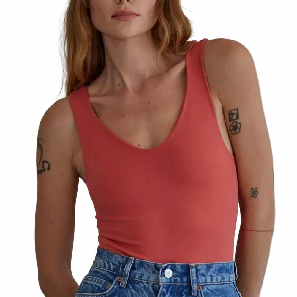 NEW UNKNOWN u neck sleeveless bodysuit in cherry pink